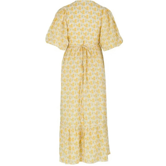Faithfull the Brand Thulla Floral Print Linen Wrap Midi Dress - Picture 6 of 9